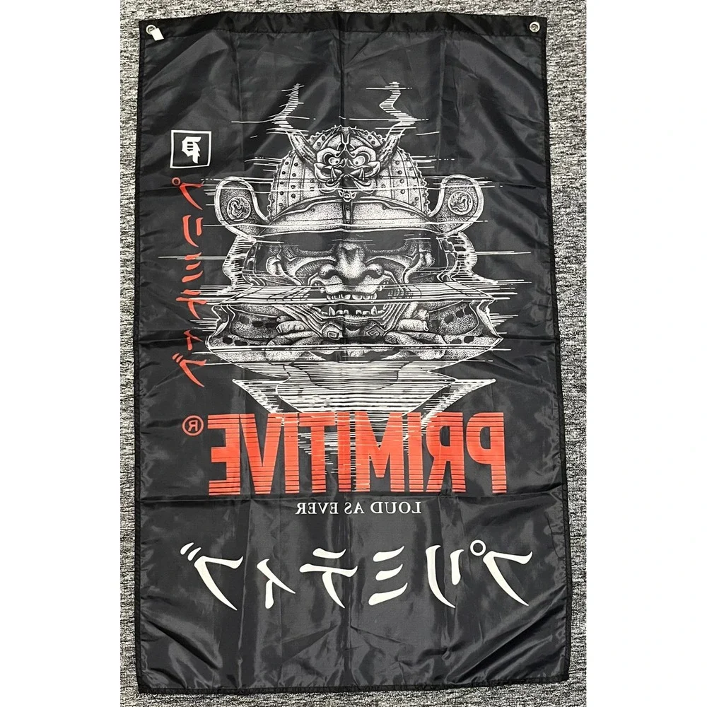 Primitive Skateboarding Samarai Flag Black Samurai Mask 30x48